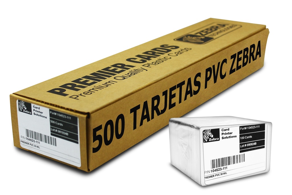 500 Tarjetas De Pvc Zebra Originales Para Credenciales