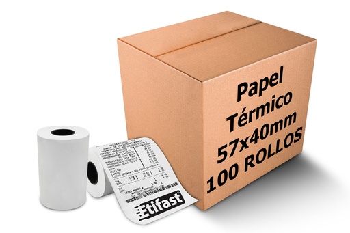 [057040PT011P0000CPE17M] 100 Rollos Papel Térmico Miniprinter 57x40 Impresora 58mm