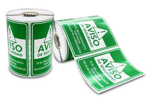 [ETI20102076CS2411071153] 500 Etiquetas Sello Aviso De Seguridad 102x76 Mm Verde Envio